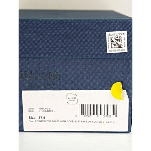 Malone Souliers Women's Uma 90 Pointed Toe Mules Heel Steel Size 37.5 MSRP $775 - Picture 12 of 12